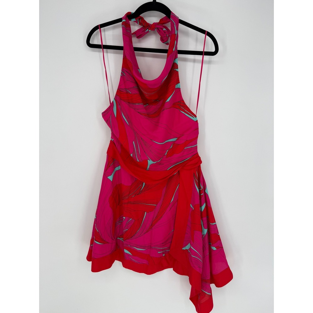 CULT GAIA BRYN DRESS CHANTARELLE PINK LARGE NWT ABSTRACT COLORFUL FLORAL SUMMER